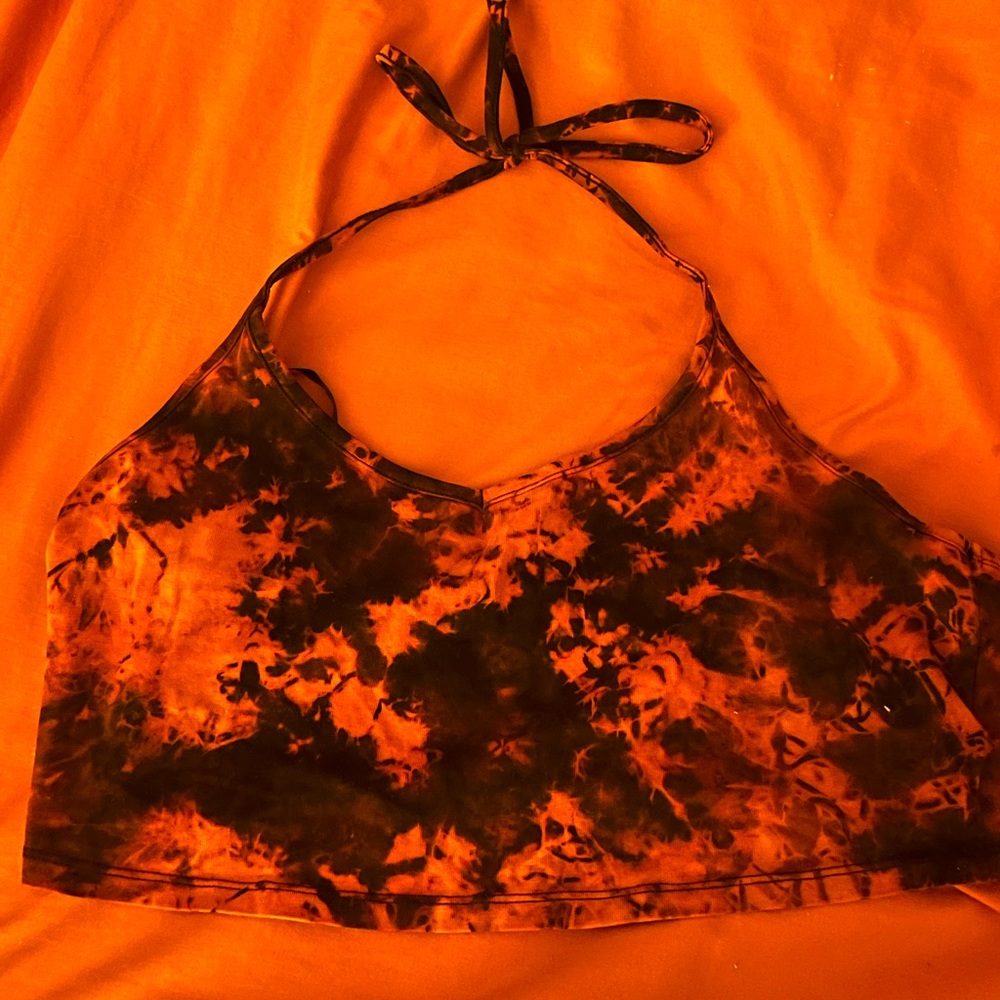 SHEIN DIY bleach dyed halter crop top